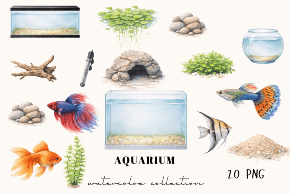 Download Aquarium Clipart Set, Watercolor Fish - Premium Resources